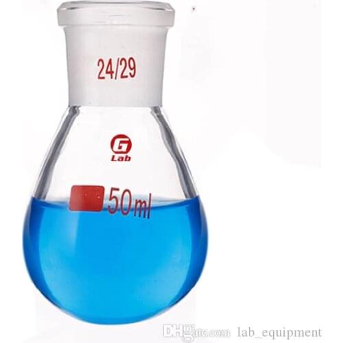 Caliber 24MM) High Borosilicate3.3Glass Eggplant-shaped Flask Standard Stopper Thick Glass Eggplant-Shaped Flask10/25/50 /100ml