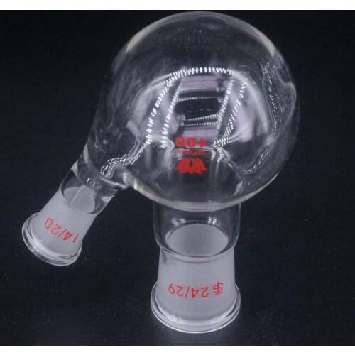 Borosilicate Glass 100ml 24/14# Central/Branch Joint 2-neck Round Bottom Lab Glass Boiling Flask