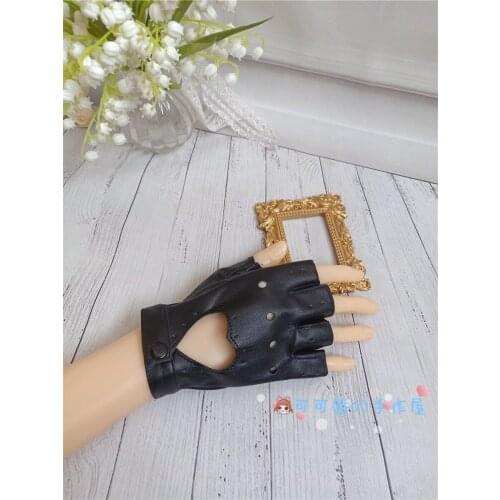 JK Uniform Leather Gloves Cool Punk Motorcycle Lolita Girl Girl Half Finger Dark Goth Lolita Leather Oversleeves