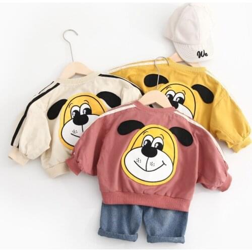 Baby Boy Jacket Fashion Cartoon Dog Print Jackets Girl Coat Kids Clothing Tops Korean Windbreaker Unisex Toddler Outwear 2019