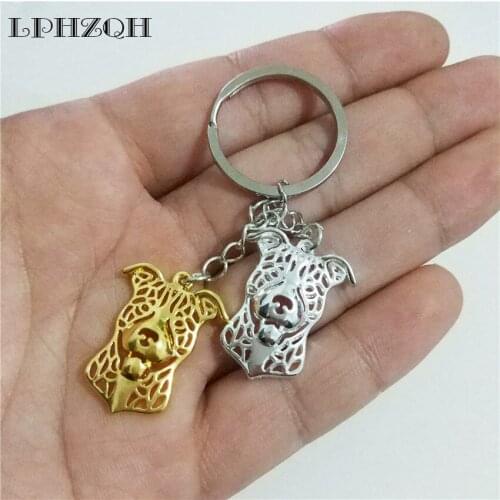 LPHZQH Fashion Staffordshire Terrier Pit Bull Dog Car Key Chain Women Bag Pendant Charm Accessories Key Ring Jewelery Steampunk