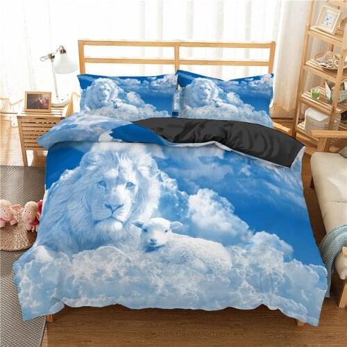 Lions Printed Duvet Cover King Luxury Home Textiles Housse De Couette Full Size Bedspread 3d Animal Quilt Cover with Pillowcase