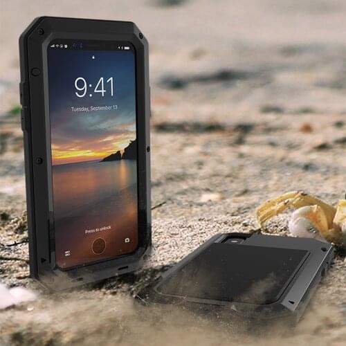 Metal Cover for iphone X XS Full Body Case Heavy Duty Waterproof Splash cover for iphoneX Shockproof Aluminum with Gorilla Glass