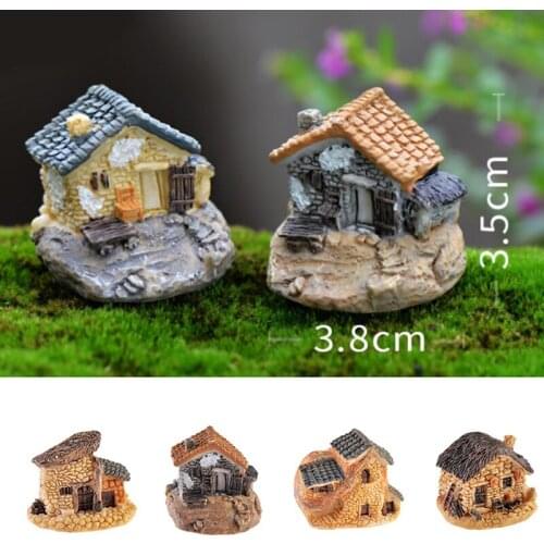 Micro Village Stone Houses Miniature Gardening Landscape DIY Bonsai Crafts Desk Ornaments Accessories for Garden Decor AA