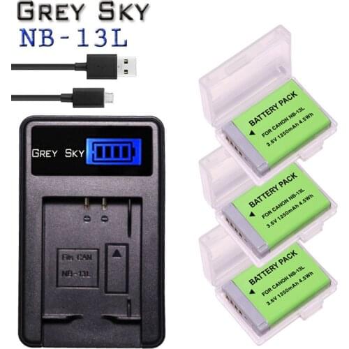 NB-13L NB 13L NB13L Battery + LCD DUAL USB Charger for Canon PowerShot G5X G7X G9X G7 X Mark II G9 X,SX620 SX720 SX730 HS