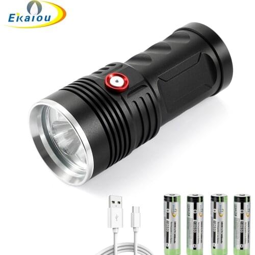 New LED Tactical Flashlight 3x XHP50 Handheld Waterproof Torch Super Bright Flashlights 3 Modes Camping lamp