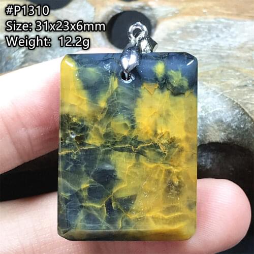 Natural Yellow Red Pietersite Necklace Pendant For Women Man Silver Crystal 30x21x9mm Beads Namibia Energy Stone Jewelry AAAAA