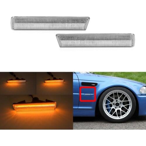Fits For BMW E46 3-Series M3 Coupe/Convertible 01-06 E38 7-Series 95-01 Sequential Dynamic Amber Front Led Side Marker Lights