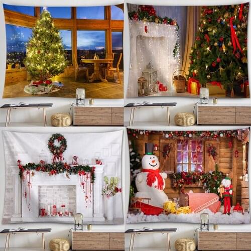 Christmas Wall Tapestry Wall Hanging Fabrics Background Cloth Xmas Home Decoration Wall Carpet Home Wall Decorations Living Room