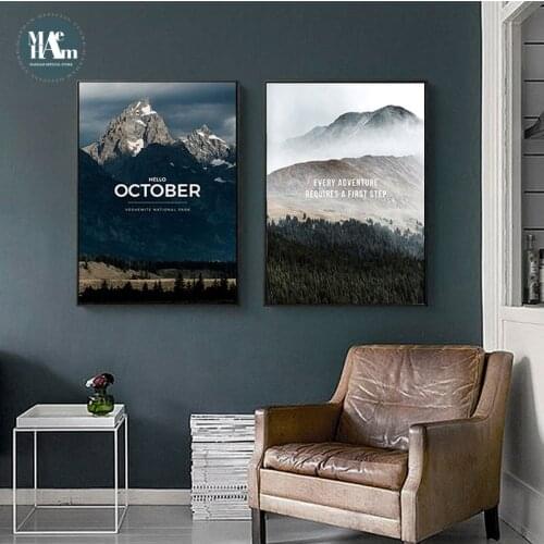 Nordic Decortive Canvas Painting Forest Mountain Prints Art Posters Prints Landscape Art Wall Picture Living Room Unframed