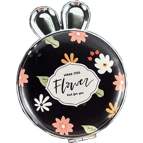 Cute Rabbit Ear Folding Dressing Mirror Cosmetic Tools, Portable Magnifying Vanity Mirror Round Pocket Mirror Makeup Tools