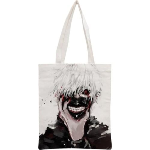 Custom Tokyo Ghoul Tote Bag Reusable Handbag Shoulder Pouch Foldable Cotton Canvas Shopping Bags Customize your image