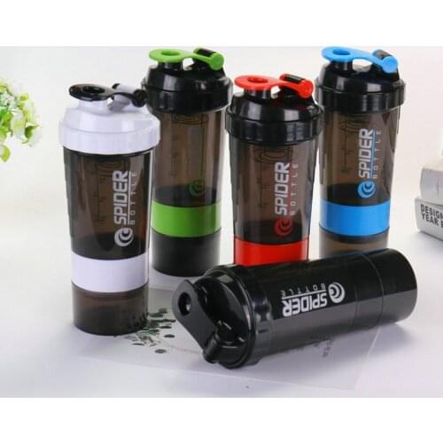 3 Layers Sport Water Bottle Outdoor Travel Fitness Carrying Bottle Leakproof Plastic Mixing Shaker For Protein Cup Water Bottles