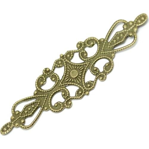 50 PCs Doreen Box Vintage Filigree Wraps Connectors Embellishments Alloy Bronze Color For DIY Jewelry Making Findings 9.2x2.8cm
