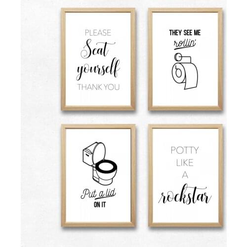Funny Bathroom Signs Canvas Posters and Prints Bathroom Quotes Illustration Art Painting Pictures Bathroom Toilet Wall Art Decor