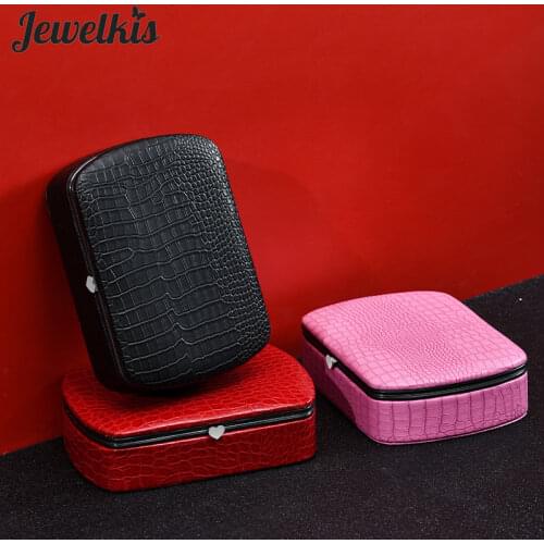 2021 New Jewelry Box Portable Large Capacity Ring Earrings Necklace Bracelet Jewelry Storage Box New Jewel Box Red Black Pink