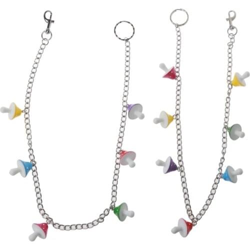 Colorful Mushroom Pendant Keychain Women Wasit Chain Vintage Harajuku Mushroom Waist Jeans Pants Wallet Chain Jewelry