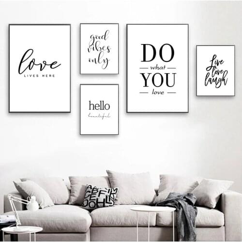 Live Love Laugh Inspiring Quotes Wall Art Canvas Painting Black White Wall Poster Prints For Living Room Modern Home Decor AL132