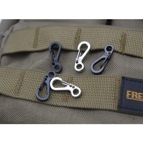 10pcs Diy High Quality Durable Black Stainless Steel Keychain Black Buckle Carabiner Clip Split Ring Spring Clip