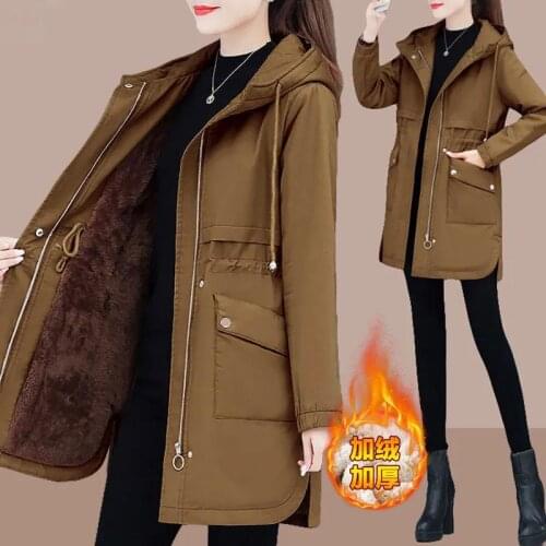 2021 Winter Women Cotton Jacket New Waist Velvet Thickening Coats Fashion Padded Jackets Coat Female Hooded Windbreaker Overcoat