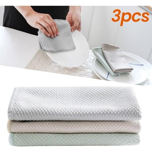 3PCS Microfiber Cleaning Cloth Home Washing Dish Kitchen Cleaning Towel Soft Wiping Rags For Kitchen Dish Washing Car Cleaning