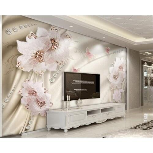 Beibehang Modern home living room background decoration 3D wallpaper luxury diamond flower 3d jewelry Photo mural 3d wallpaper