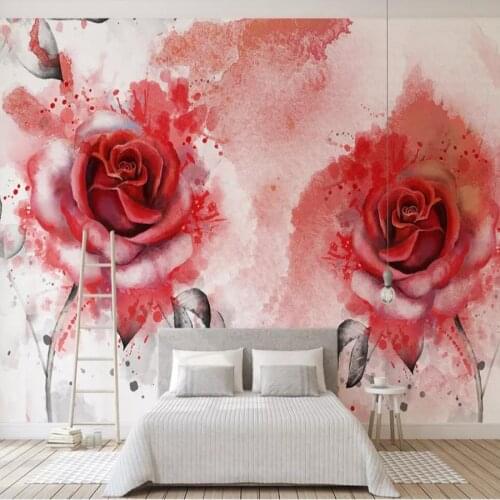 Milofi custom 3D wallpaper mural modern abstract watercolor hand painted rose flower background wall decoration painting wallpap