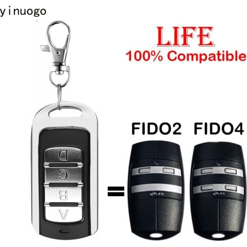 4 in 1 LIFE Garage Door Remote Control Compatible LIFE FIDO2/FIDO4 Gate Opener 433mhz Wireless Transmitter