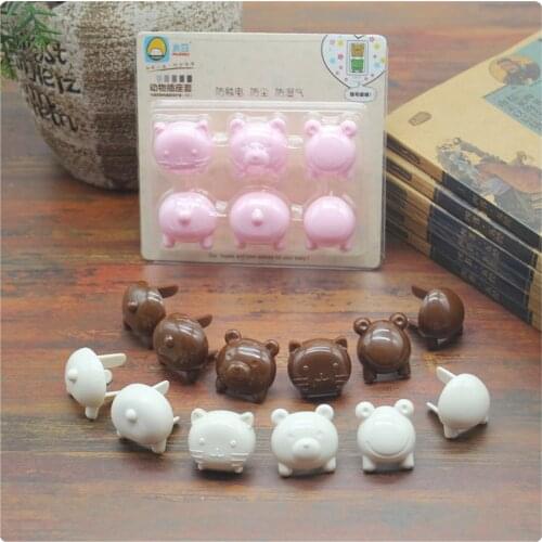 6pcs/set Cute Animals Children Electrical Safety Protective Socket Cover Caps 2/3 Phase Baby Security Product Sets Euro standard