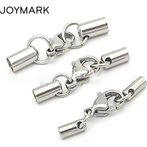 8 Sizes 1.0mm-6.0mm Hole Round Leather Cord End Cap Stainless Steel Lobster Clasps Jewelry Accessories Findings BXGC-034