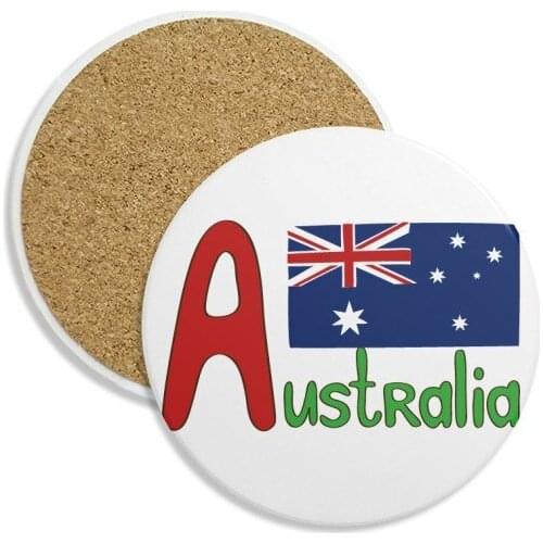 Australia National Flag Red Blue Pattern Ceramic Coaster Cup Mug Holder Absorbent Stone for Drinks 2pcs Gift