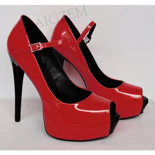 BERZIMER Women Platform Pumps Mary Janes Shoes Woman Stiletto High Heels Scarpe Donna Tacco Unisex Party Large Size 44 50 51 52