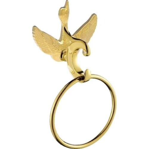 FREE SHIP Swan design GOLD color towel ring with Crystal