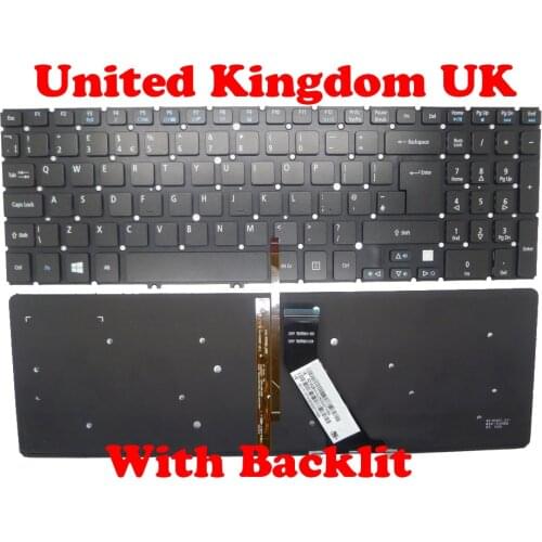 UK English Backlit Keyboard For ACER V5-571 MS2361 NSK-R3KBW 0R AEZRP701010 9Z.N8QBQ.L0R NK.I1717.06U 9Z.N8QBW.K0U NK.I1717.07W