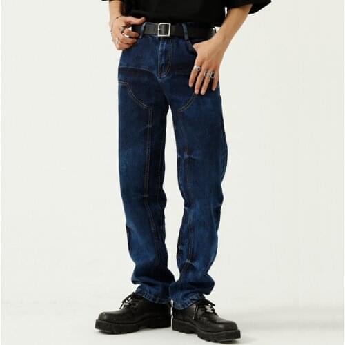 April MOMO 2021 Men INS Fashion Denim Jeans Pants Trousers Hombre Male Casual Fashion Loose Style Mid Waist Straight Jeans Pants