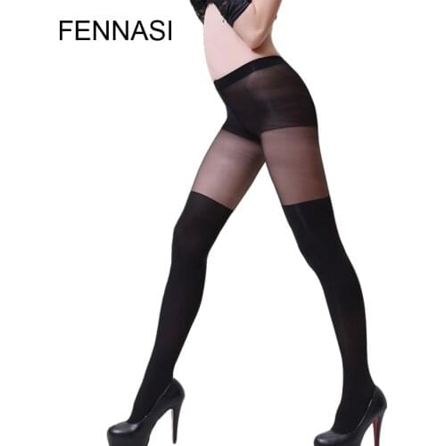 FENNASI Patchwork Women Tights Sexy Thigh Stockings High Waist Nylon Pantyhose Shiny Japanese Tights Anti-stripping
