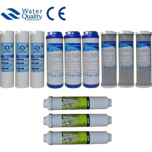 10 ''X3 PP Cotton Water Purifier Filter UDF Granular Activated Carbon Filter + CTO Block Carbon + Coconut Filter Reverse Osmosis