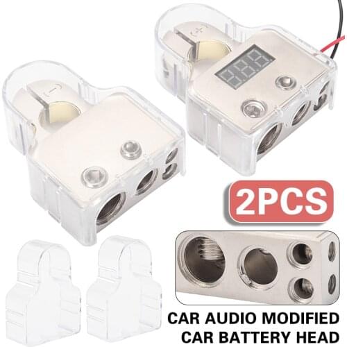 2Pcs Car Battery Terminal Connectors 0/4/8 Gauge Positive Negative Auto Car Marine Battery Terminal Connectors Shims