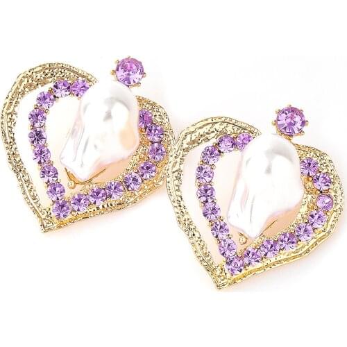 Fashion Multi-layer Heart-shaped Metal Imitation Pearl Earrings Womens Creative Popular Stud Earrings Party Accessories