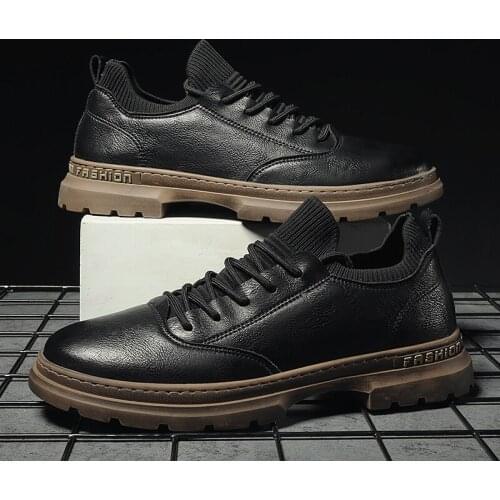 Men Spring Fashion Genuine Leather Lace-Up Bullock Business Shoes Men Black Casual Shoes Comfortable Formal Dress Men Flats