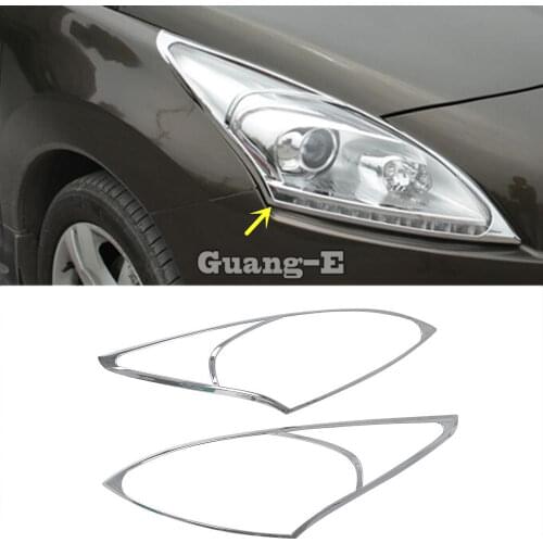 High Quality For Peugeot 3008 2013 2014 2015 Front Head Light Lamp Frame Stick Styling ABS Chrome Cover Trim Accessorie 2pcs