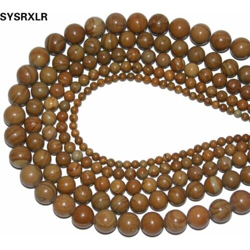Wholesale Natural Stone Wood Stripes Stone Round Loose Beads For Jewelry Making Diy Bracelet Necklace 4 6 8 10 12MM Strand
