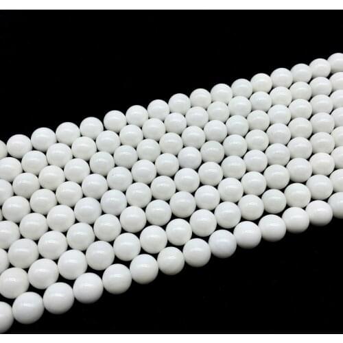 Wholesale Fashion Natural White Stone Beads Tridacna For Jewelry Making Diy Bracelet Necklace 6 / 8 / 10 / 12 MM 15 " Strand