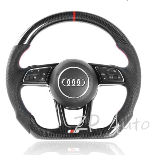 For Audi A4 Carbon Fiber & Perforated Leather Steering Wheel assembly with Paddle Shifters