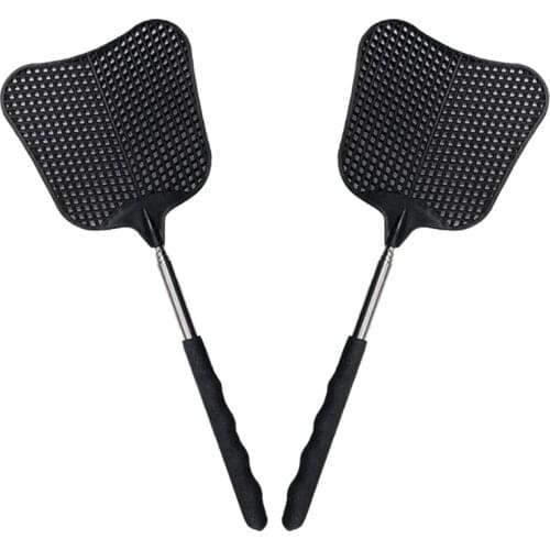 Mosquito and Fly Killing Plastic Fly Swatter Retractable Stainless Steel Rod, Suitable for Indoor and Outdoor Use (2 Pack)