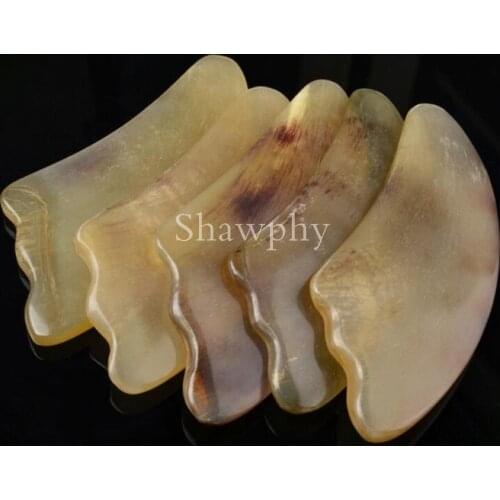 10 Pcs Health care Scrape Plate Therapy Natural Sheep Horn Acupuncture SPA Massage Detox Body Horn Guasha Board