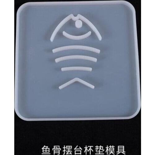 1PCS transparent silicone mold fish bone coaster mold DIY water drop coaster set accessories silicone mold