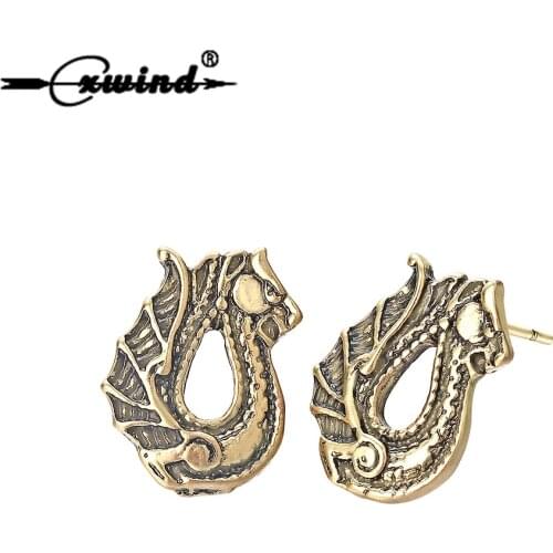Cxwind New Vintage Animal Dragon Earrings Retro Viking Amulet Earrings For Women Men Earring Party Jewelry Brinco
