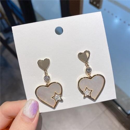 SHELA Star Heart Earrings For Women Dangle Fashion Jewelry Natural Shell Cubic Zirconia S925 Sterling SilverPin High Quality