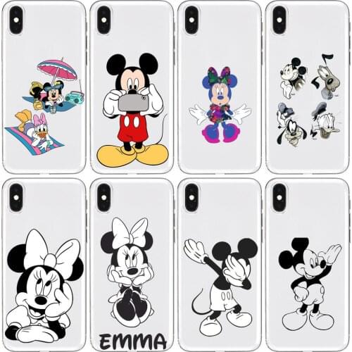 Solid color disney Anime Transparent Phone Case For XiaoMi Redmi Note 10 9S 8 7 6 5 A Pro T Y1 Anime Cover Silicone Pre